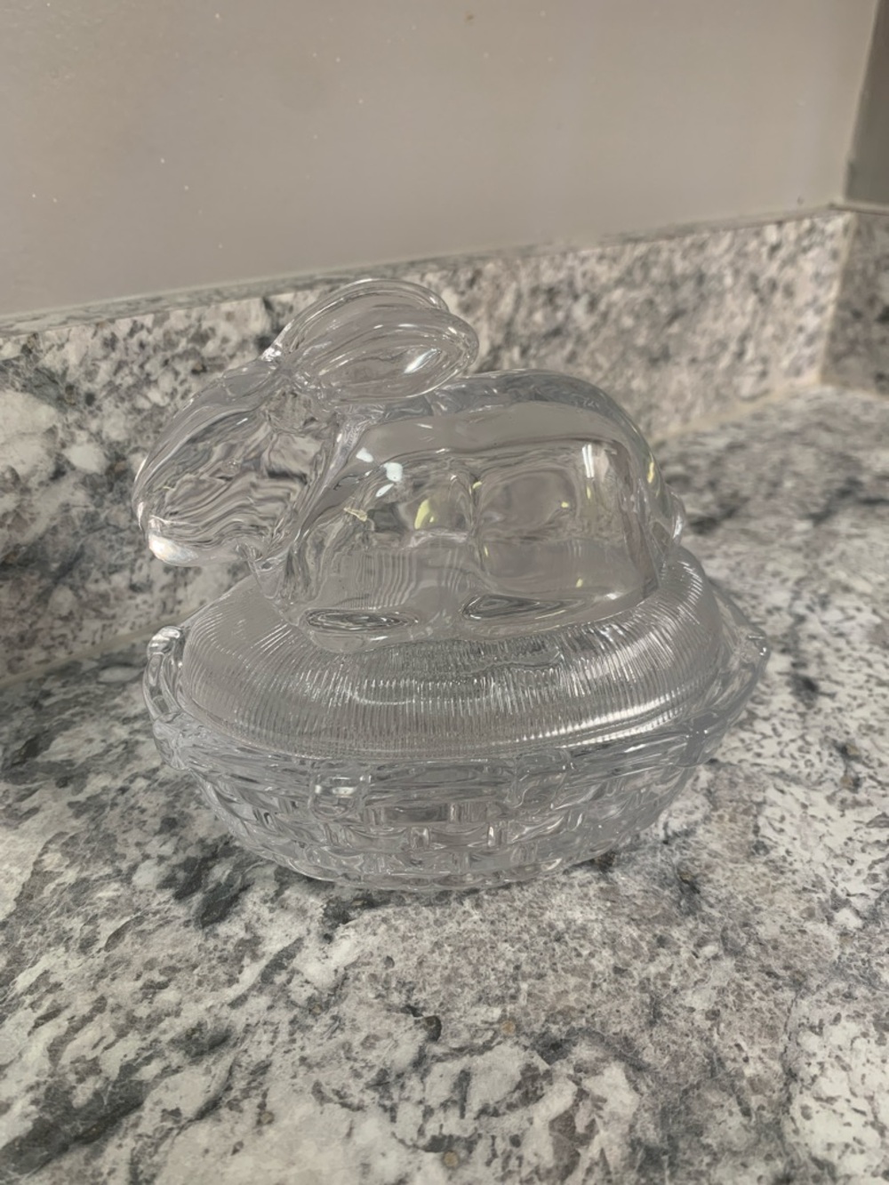 Clear Glass Bunny Covered Dish